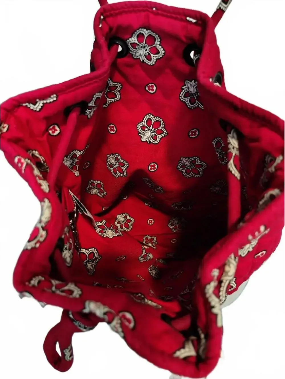 Vera Bradley Red Floral Paisley Quilted Cotton Backpack